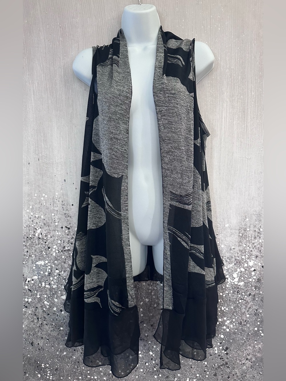 Papillon Black & Grey Sheer Scarf Vest